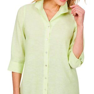 FOXCROFT  linen Non-Iron Stirling Button Front Shirt  NWT 18